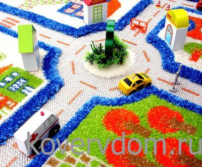 Детский развивающий игровой рельефный 3D ковер Городской Траффик арт.134Х180 синий